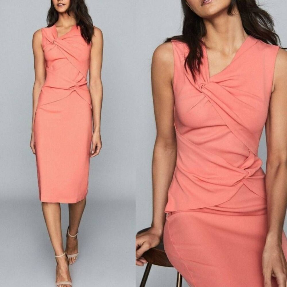 REISS Alex Twist Front Bodycon Dress Size 6 NWT  $370